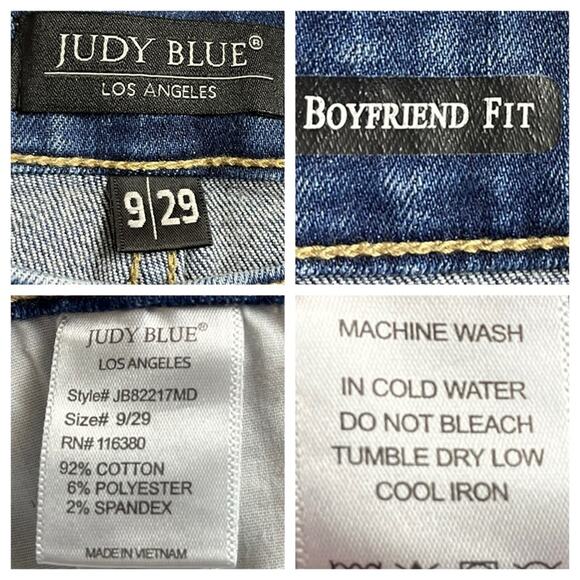 Judy Blue Jeans Boyfriend Fit Dark Wash Distressed Mid Rise Juniors Size 9/29 - Picture 6 of 7